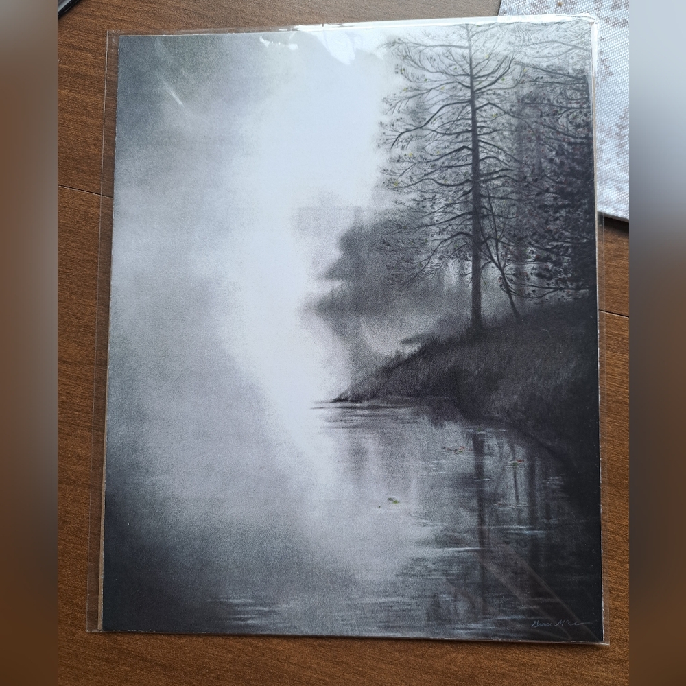 Charcoal Landscape Art Print, 8x10